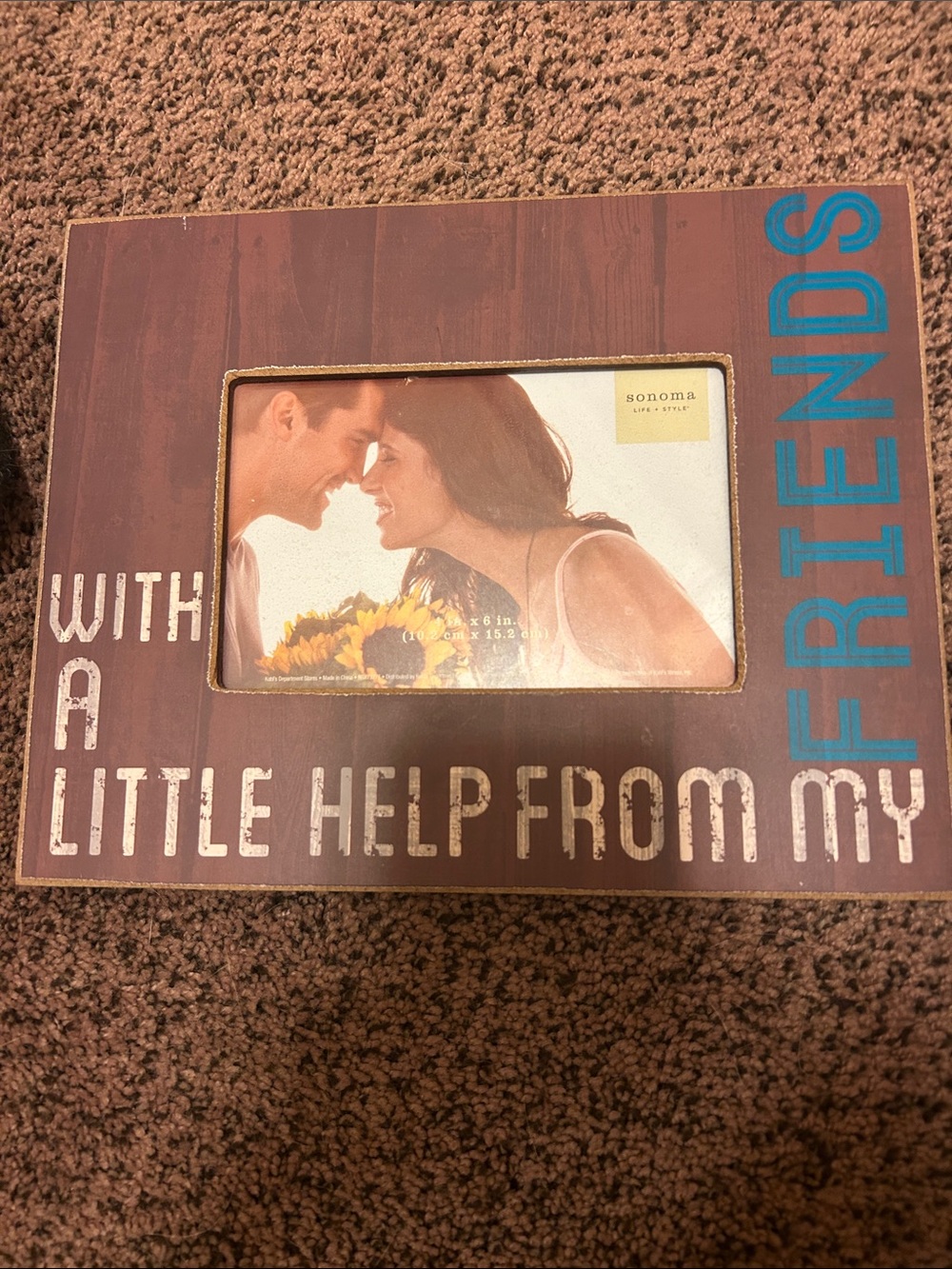 Sonoma Brown Photo Frame with Blue Accent Lettering